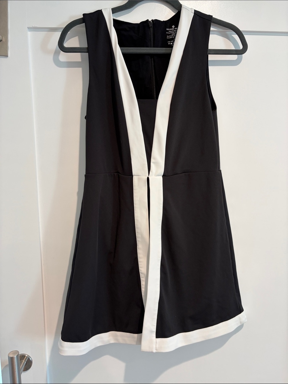 ANTONIO MELANI Black and White Deep V Mini Dress